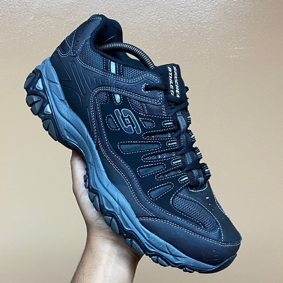 Skechers After Burn Memory Fit Black / Charcoal Size 10 Extra Wide - Picture 6 of 17